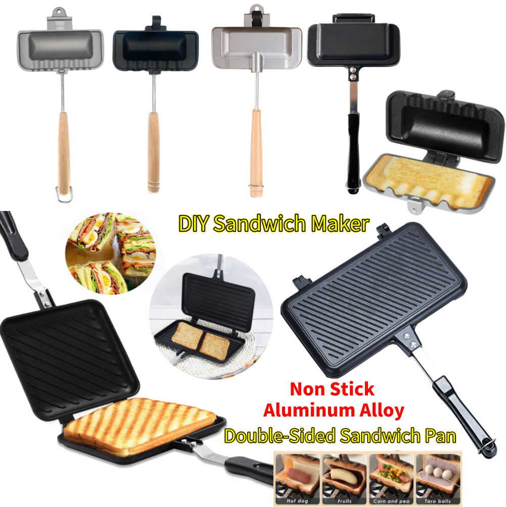 Hot Dog Press - Double-Sided Sandwich Pan Non Stick Aluminum