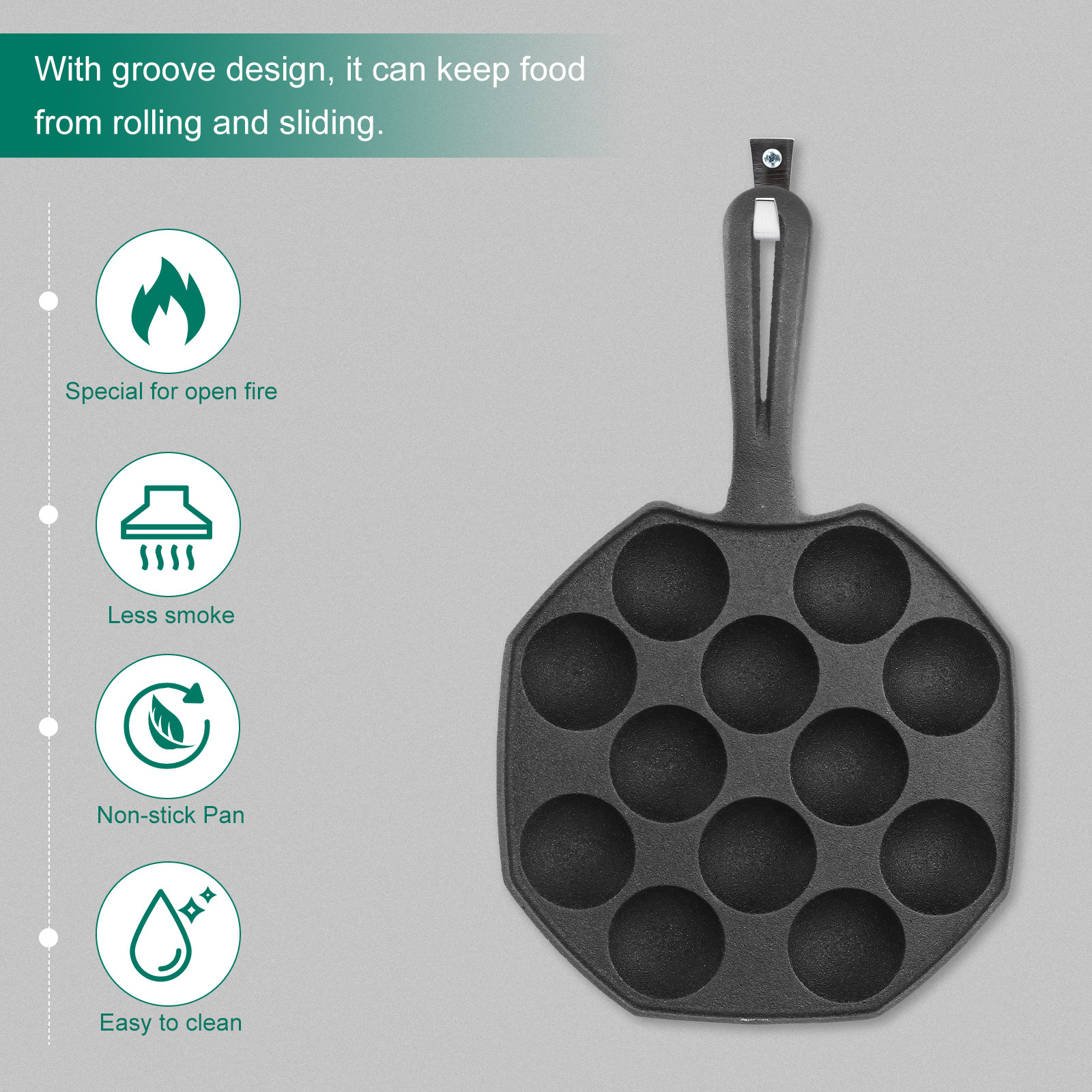 Takoyaki Grill Plate - Takoyaki Pan 12 Molds Cast Iron