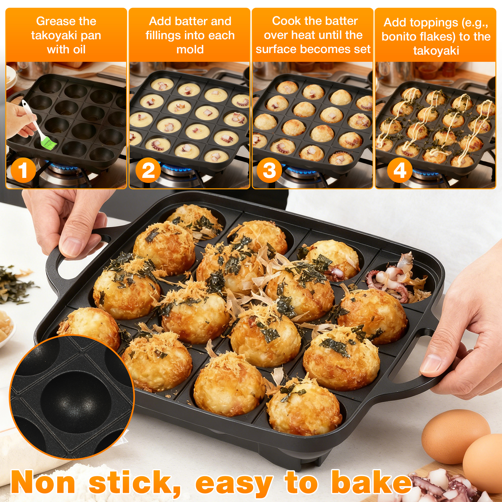 Takoyaki Pan Nonstick Japanese - مراجعة Takoyaki Grill Plate وسعره