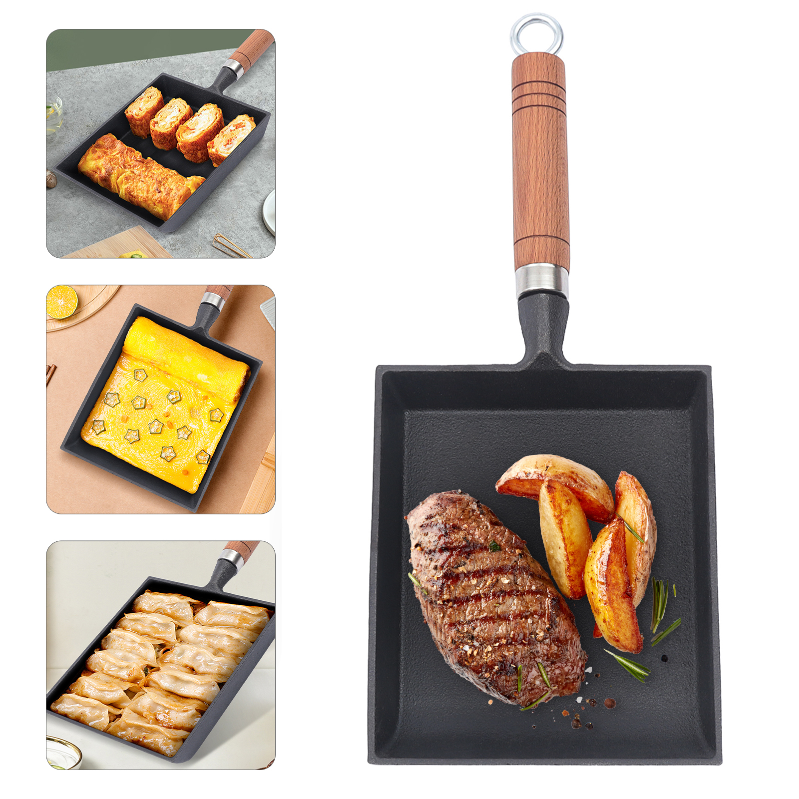 1PCS Egg Fry Pan Square Cast I - مراجعة Cast Iron Corn وسعره