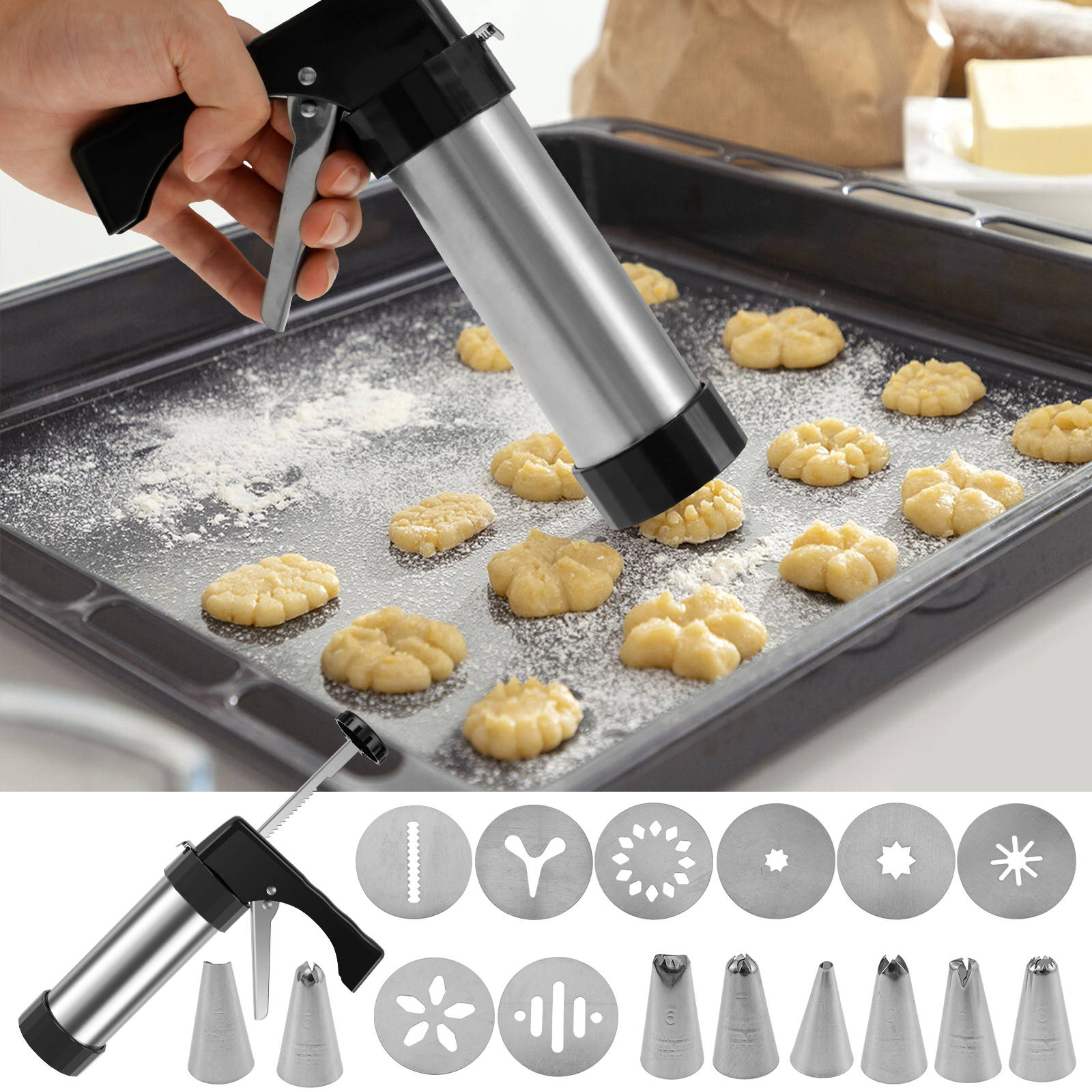 Stainless Steel Cookie Gun Chu - مراجعة Churros Maker Gun وسعره