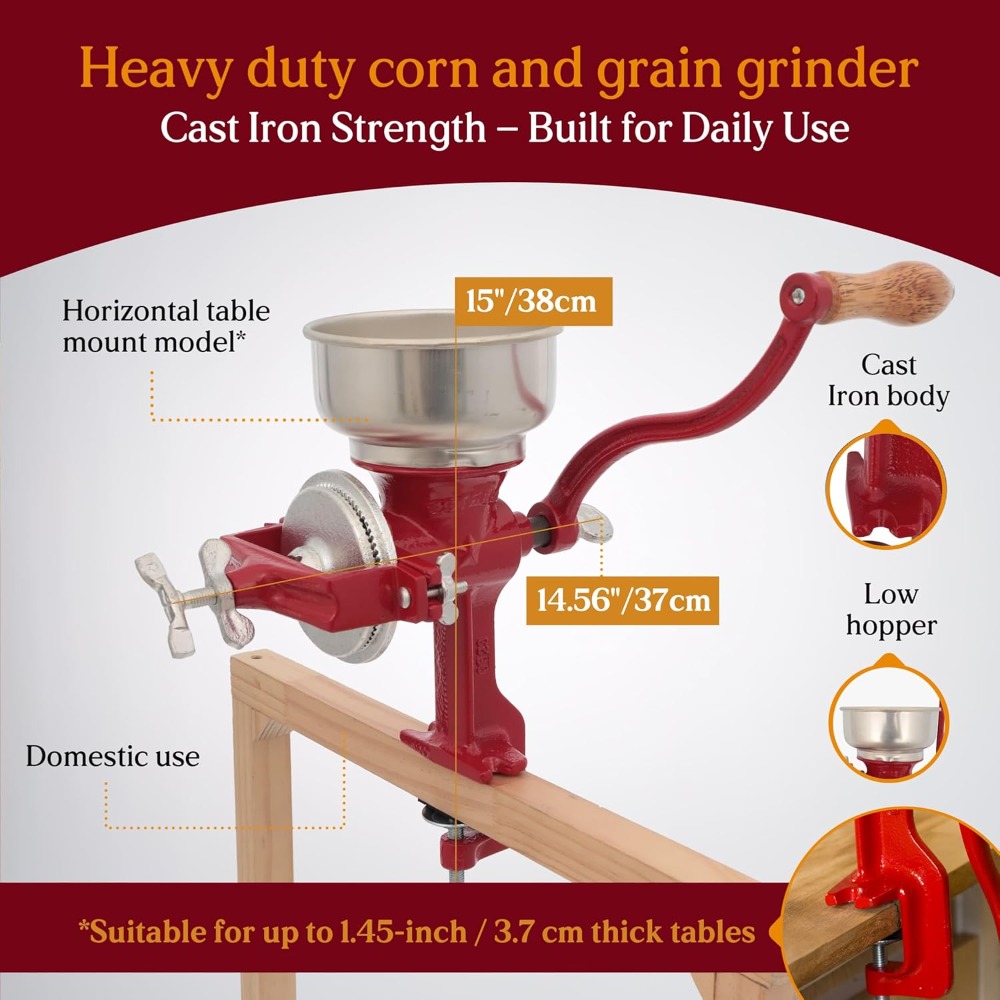 Manual Corn Grain Grinder Cast - مراجعة Cast Iron Corn وسعره