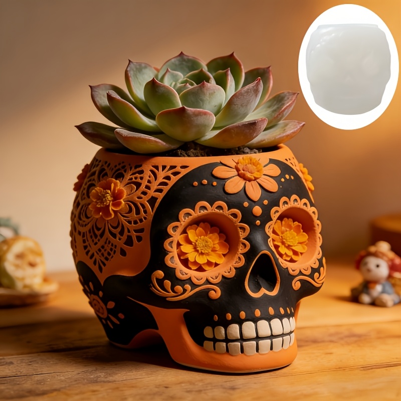Flower relief skull succulent  - مراجعة Potsticker Mold وسعره
