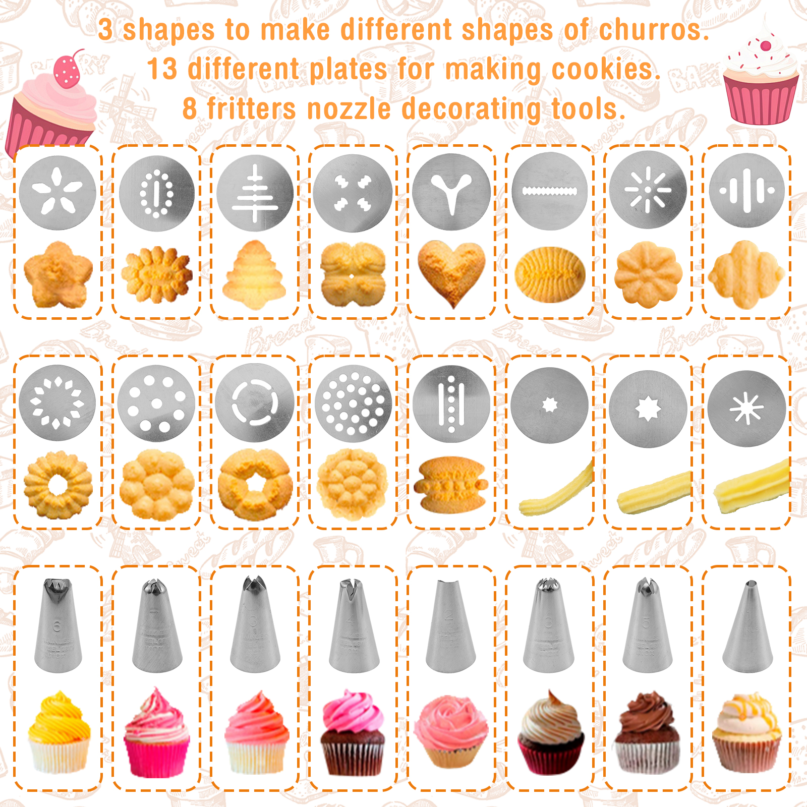 Cookie Press Gun Tips Set Stai - مراجعة Churros Maker Gun وسعره