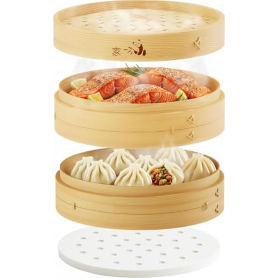 Bamboo Steamer Basket - 2-Tier - مراجعة Bao Steamer Bamboo وسعره