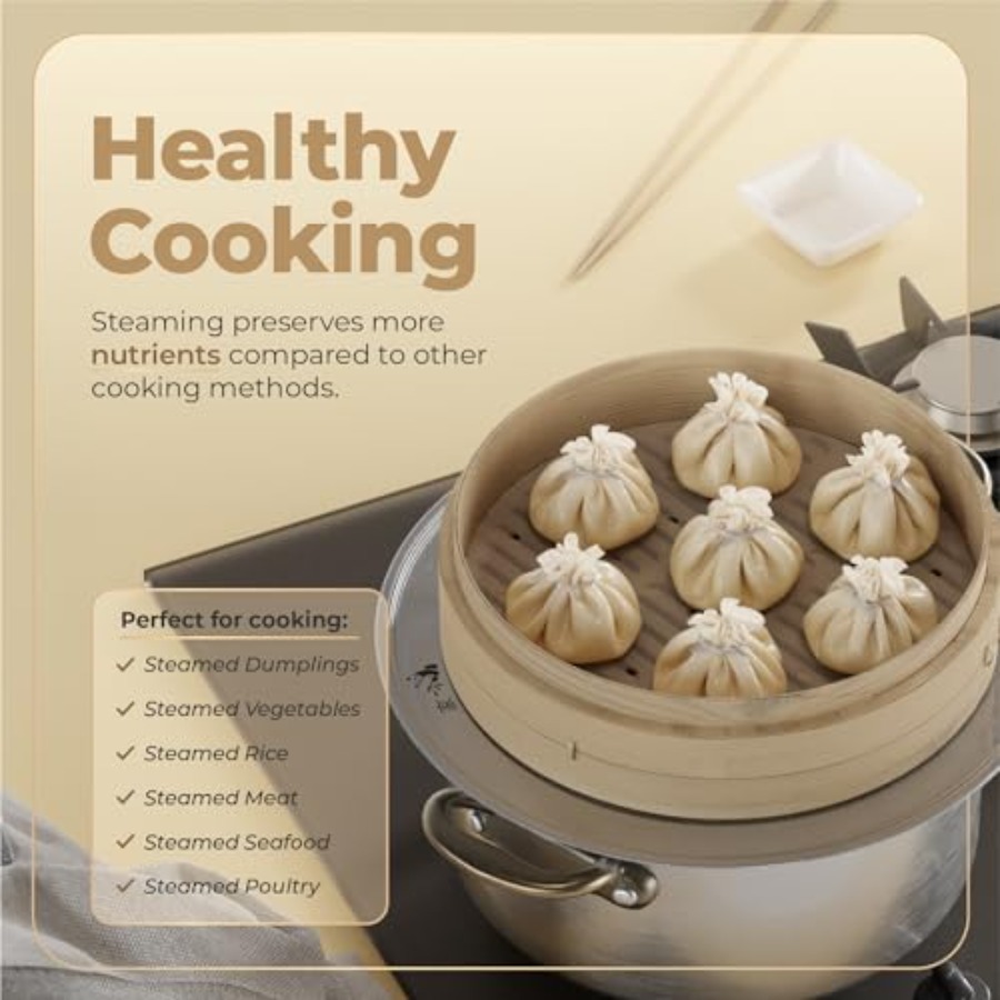 Bamboo Steamer Basket - 2-Tier - مراجعة Bao Steamer Bamboo وسعره