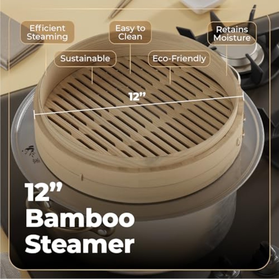 Bamboo Steamer Basket - 2-Tier - مراجعة Bao Steamer Bamboo وسعره