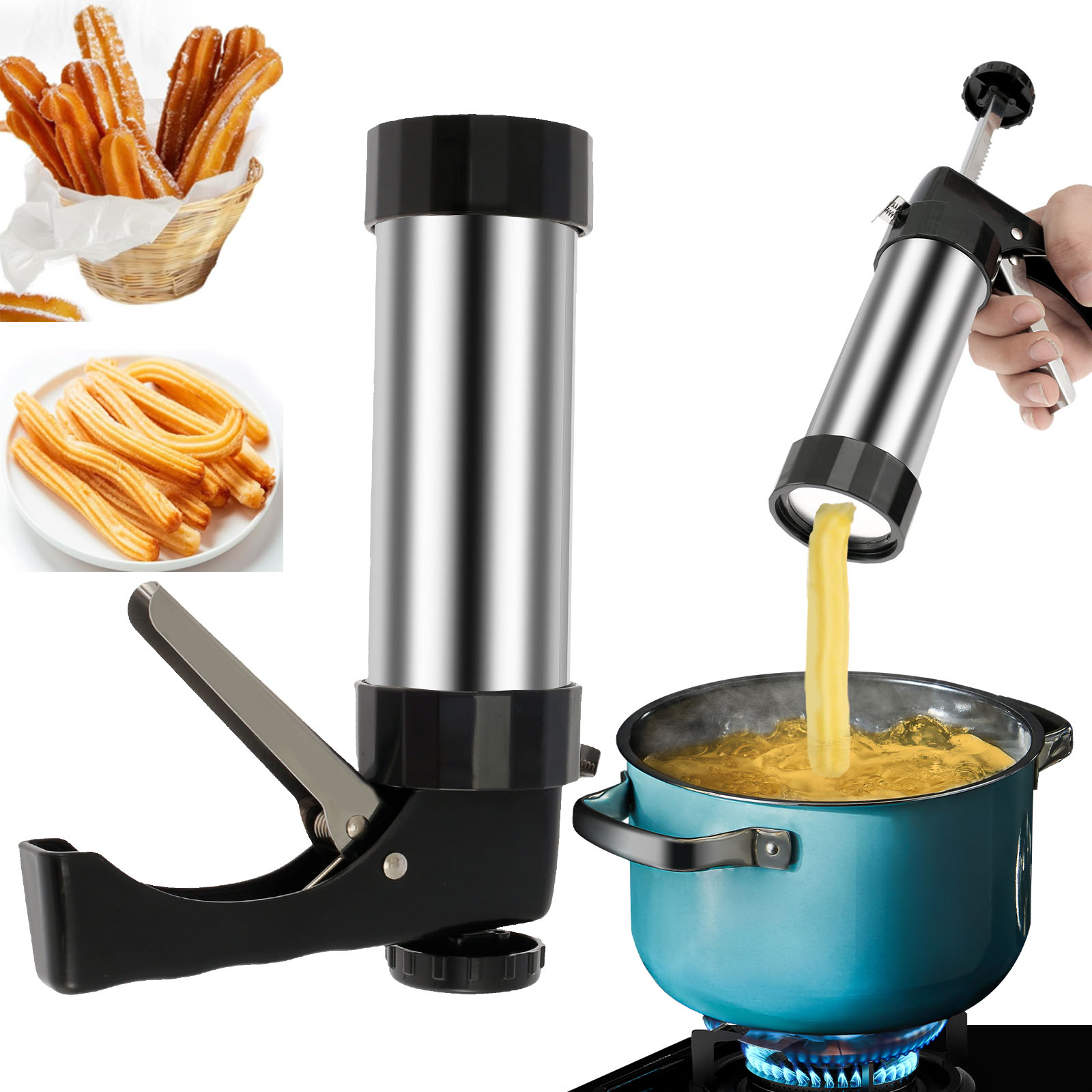 Cookie Press Gun Kit Stainless - مراجعة Churros Maker Gun وسعره