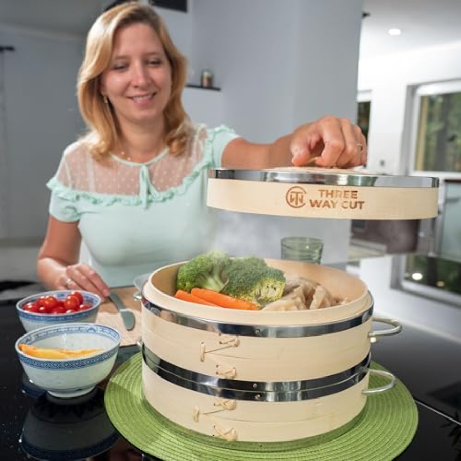 2-tier 10 Bamboo Steamer with  - مراجعة Bao Steamer Bamboo وسعره
