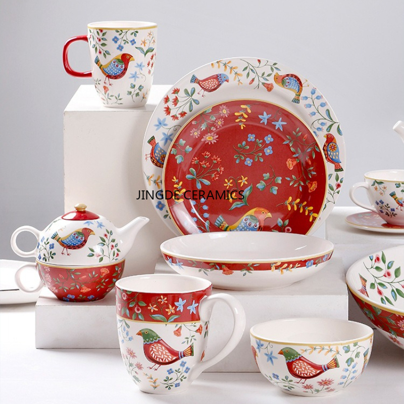 1pc European Ceramic Red Flowe - مراجعة Dim Sum Basket وسعره
