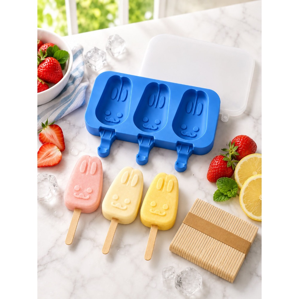 1pc 3-Cavity Silicone Popsicle - مراجعة Bunny Cake Mold وسعره