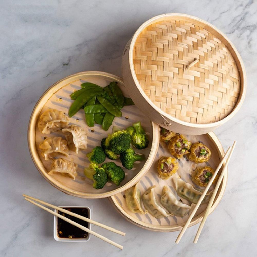 Bamboo Steamer Basket with Lid - مراجعة Bao Steamer Bamboo وسعره
